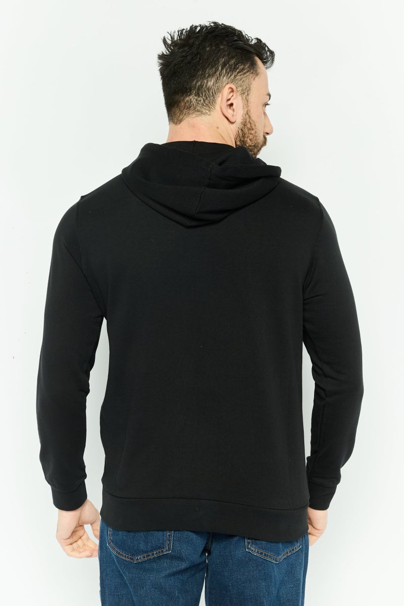 Gazzarrini هودي رجالي بغطاء رأس بشعار العلامة التجارية بأكمام طويلة، أسود - Image 2