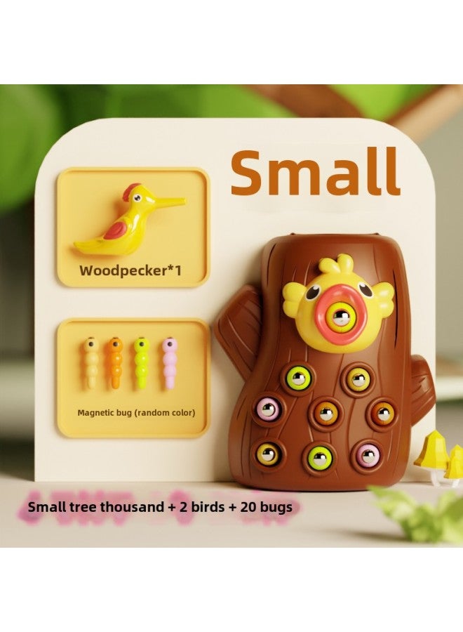 Woodpecker Insect Catching Toy Forest Doctor Intelligence Development Magnetic Puzzle Feeding Bird Children Fishing Toy Feeding Bird-Color:New) Standard Trunk +20 Worms +2 Woodpeckers - Image 1