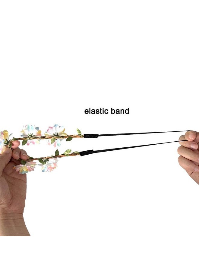Pursuestar - 8Pcs Daisy Flower Hydrangea Headband Crown Floral Garland Head Cap Hair Wreath For Women Girls Festival Wedding Party Beach Vacation Halloween Rainbow Color - Image 1