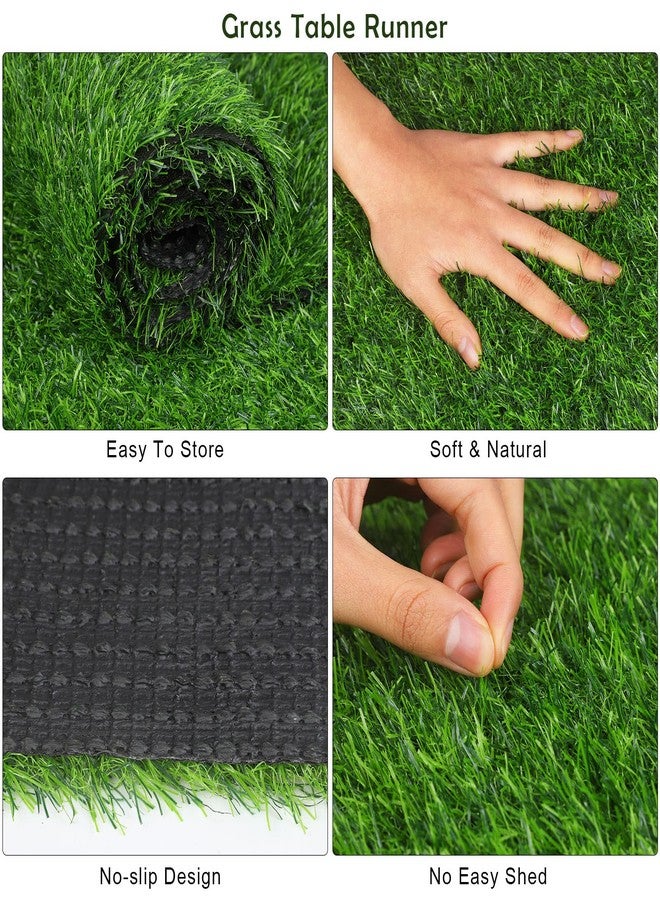 TURSTIN Artificial Grass Table Runners 12 x 108 Inch Green Grass Tabletop Synthetic Grass Carpet Rug Table Decorations for Spring Summer, Wedding, Birthday Party Decor - Image 3
