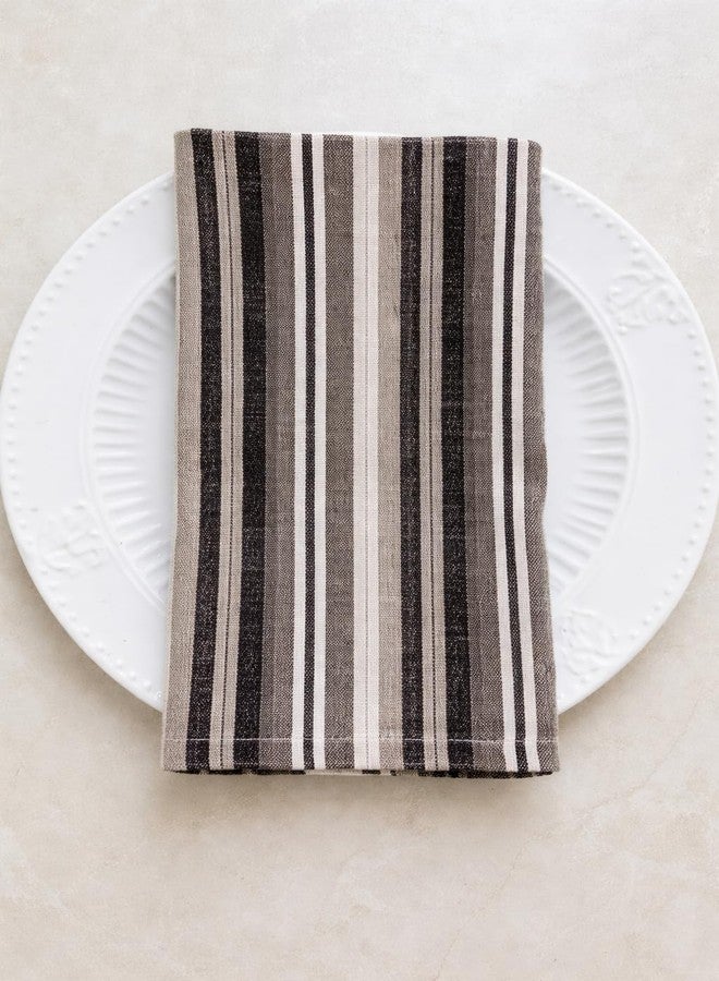 Fennco Styles Brown Neutral Striped Cloth Napkins 20" x 20", Set of 4 - Taupe-Multi Cotton Blend Dinner Napkins for Everyday Use, Banquets, Holidays, and Special Events - Image 2