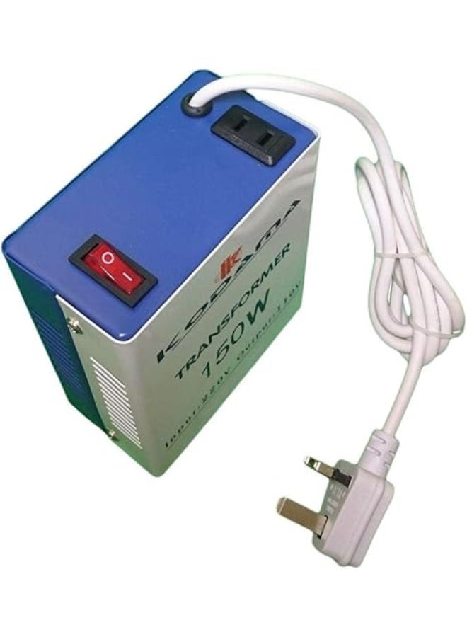 Voltage Transformer, 150W Power Converter, 220V Input to 110V Output, White and Blue, With Power Cable - Image 4