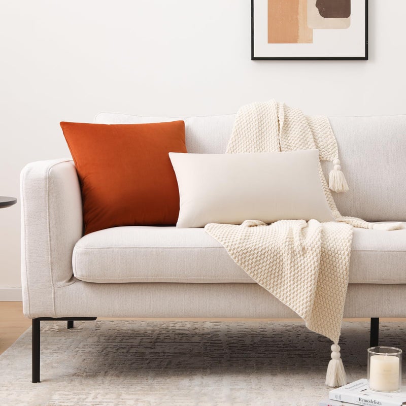 Mixhug Set of 2 Cozy Velvet Square Decorative Throw Pillow Covers for Couch and Bed, Burnt Orange, 18 x 18 Inches - Image 5