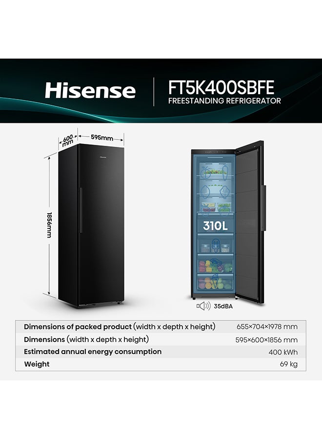 Hisense FT5K400SBFE Gross Capacity 400L Net Capacity 310L , Durabale Inverter, Frost Free, Metal Cooling Fridge/Freezer 400 L FT5K400SBFE black - Image 2