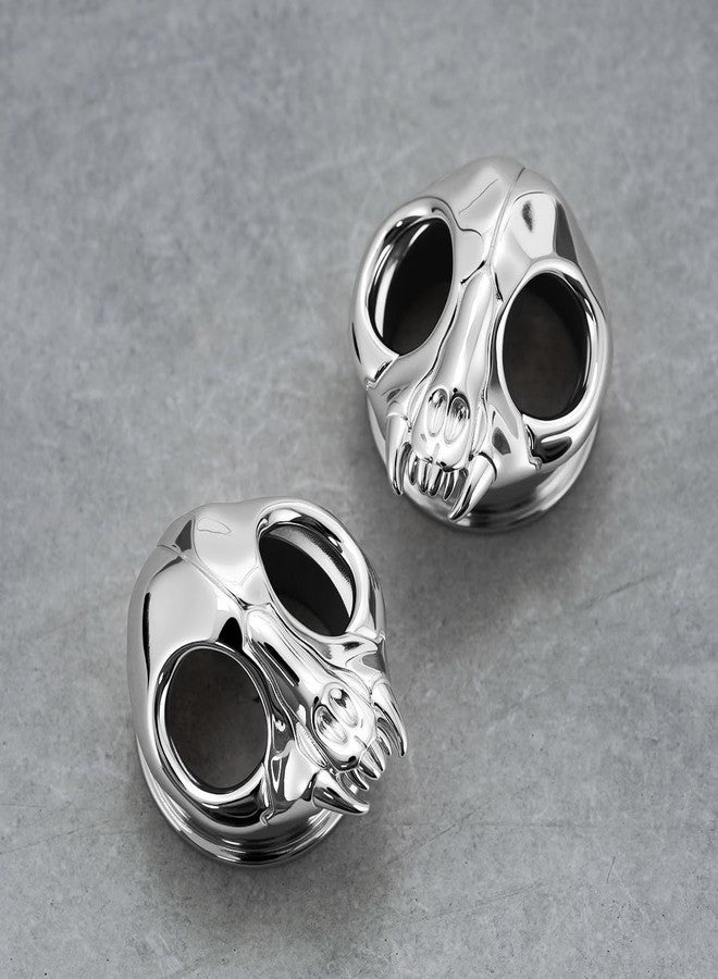 ERKUOO 3D Skull Ear Tunnels Gothic Horror Ear Gauges Saddle Plugs for Stretching Ear Lobe Stretchers Punk Plugs Expander Jewelry for Women Men 2G to 1 Inch - Image 4