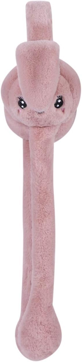 THE DDS STORE (With Blinking Light Moving Earmufuffs With Rabbit Ear In Winter Windproof Girls Ear Warmer Plush Knitted Ear Muffs Hairy Rabbit Ear (Dark-Pink) - Image 5