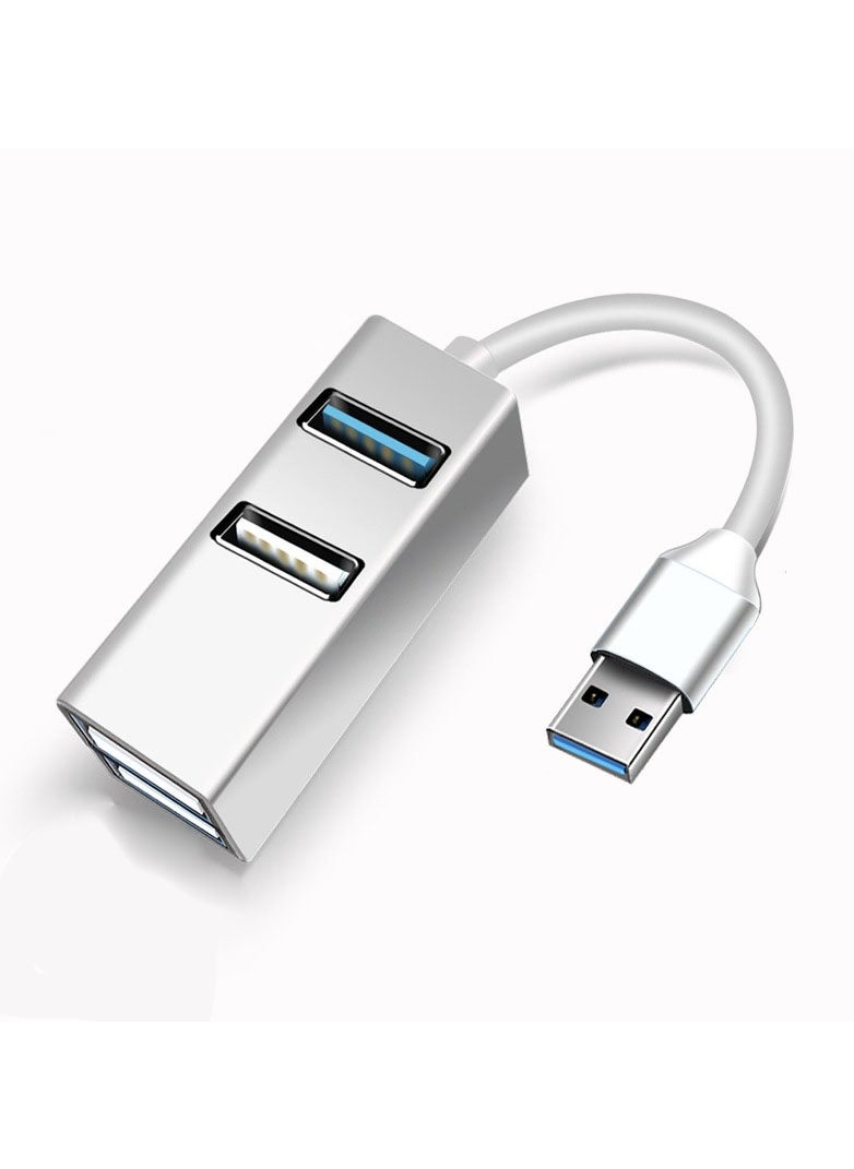 JEEJPV Docking station USB 3.0 hub extender aluminum alloy one to four all-in-one USB splitter (silver) 