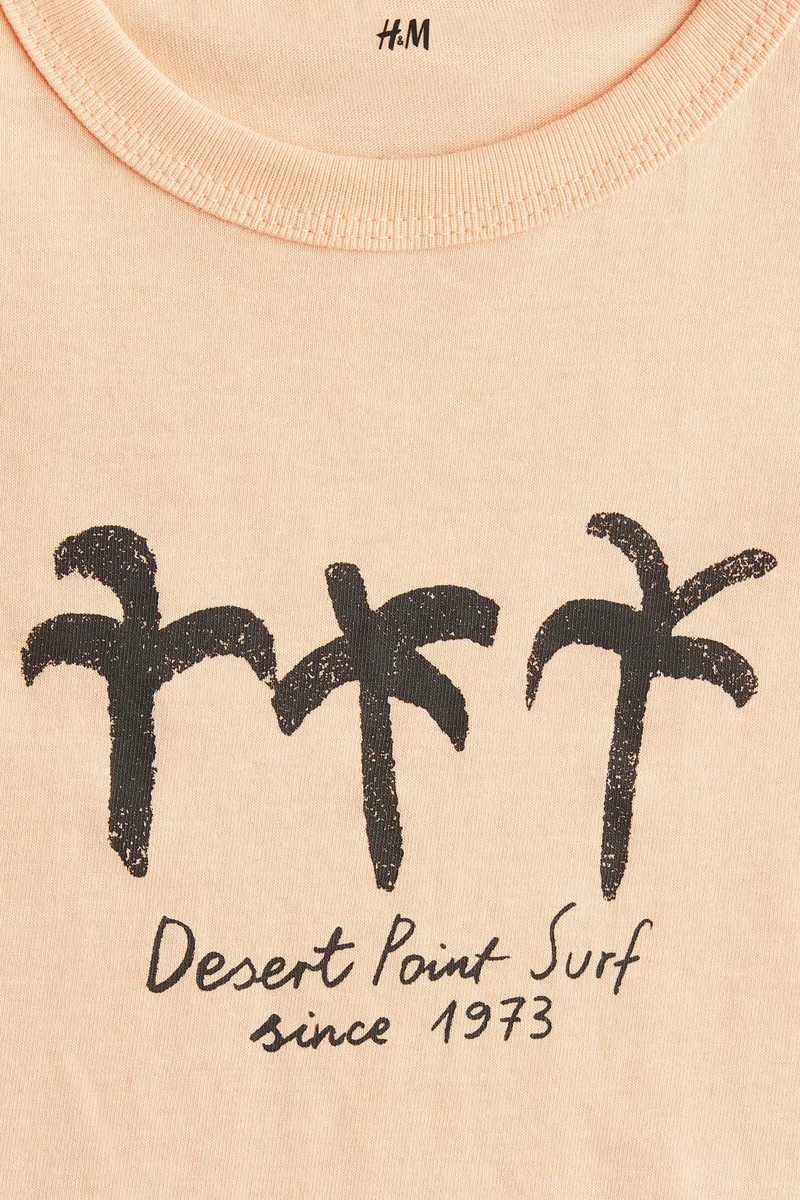 اتش اند ام تي-شيرت قطني مزين بطبعة