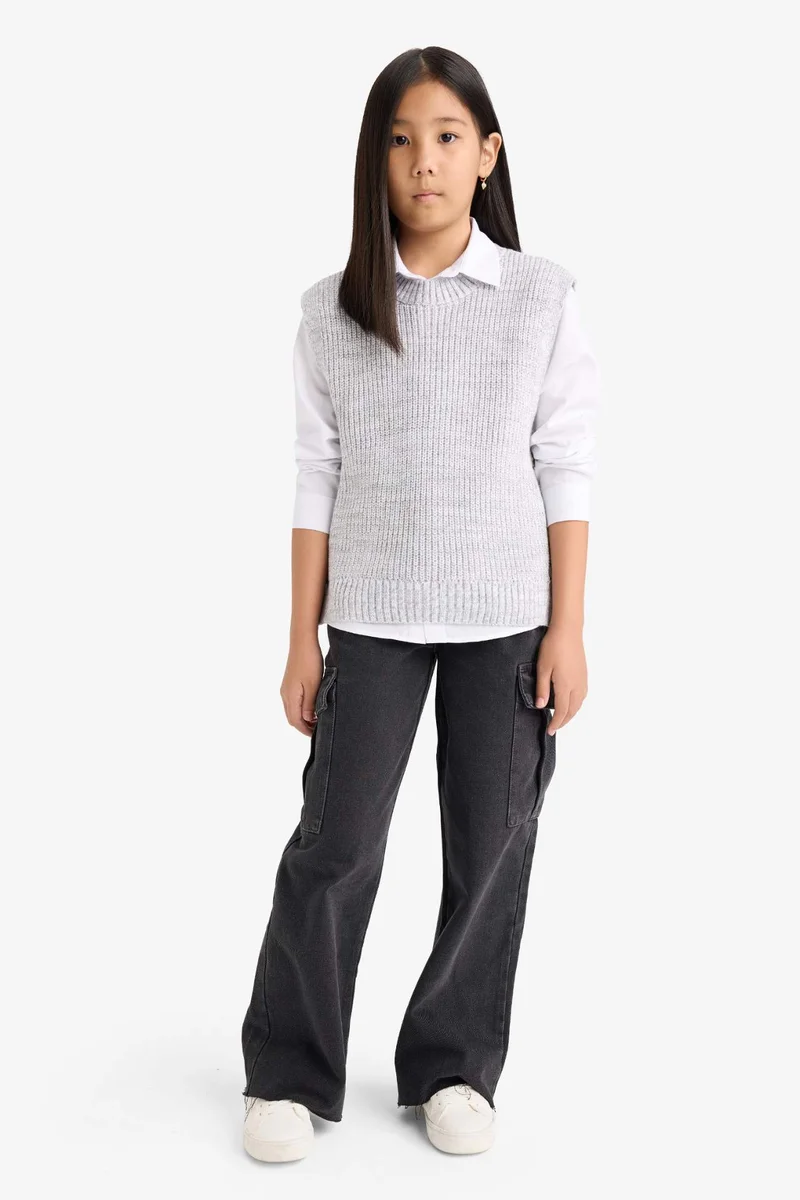 ديفاكتو Girl Crew Neck Knit Vest