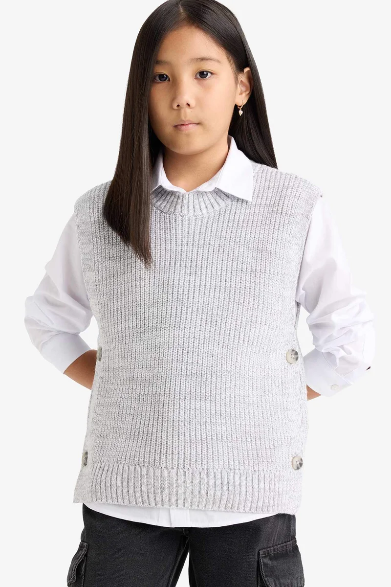 ديفاكتو Girl Crew Neck Knit Vest