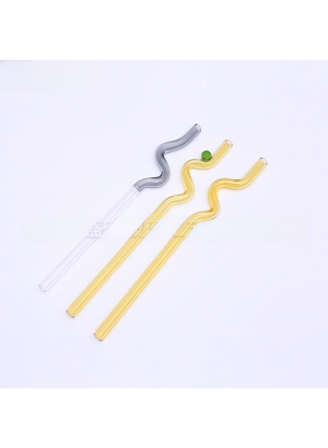 Creative Colorful Glass Straws Twisted Coffee Stirring Rod Children's Juice Beverage Straws Glass Kitchen Utensils-Color:Style 6-Specifications:20cm Long  - Image 4