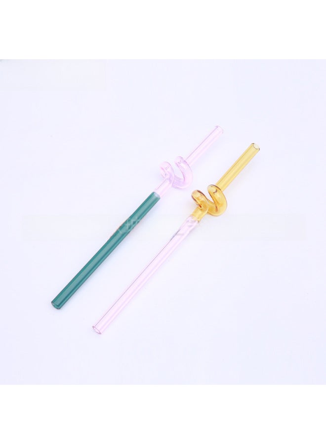 Creative Colorful Glass Straws Twisted Coffee Stirring Rod Children's Juice Beverage Straws Glass Kitchen Utensils-Color:Style 6-Specifications:20cm Long  - Image 5