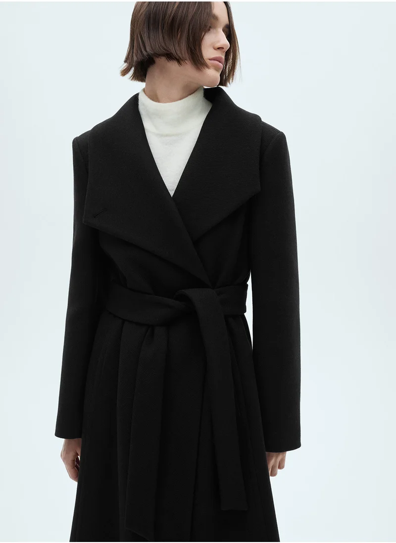 MANGO Sirenita Belted Breasted Coat