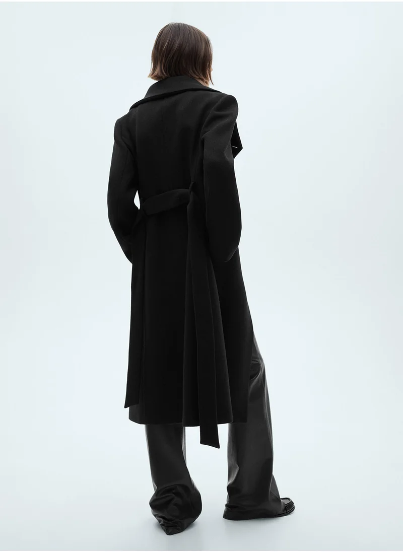 MANGO Sirenita Belted Breasted Coat