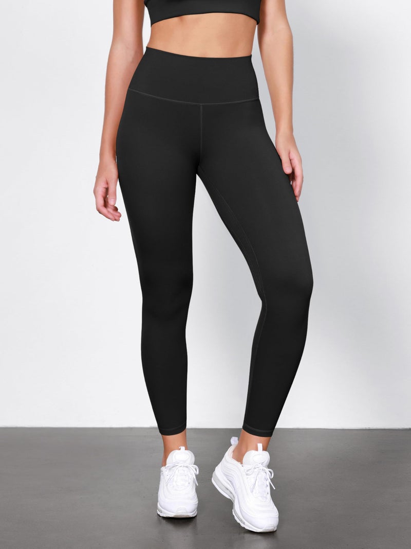 ODODOS Tummy Control 7/8 Compression Leggings with Inner Pocket for Women, 25" High Waist Workout Running Yoga Pants, Black, Medium - Image 2