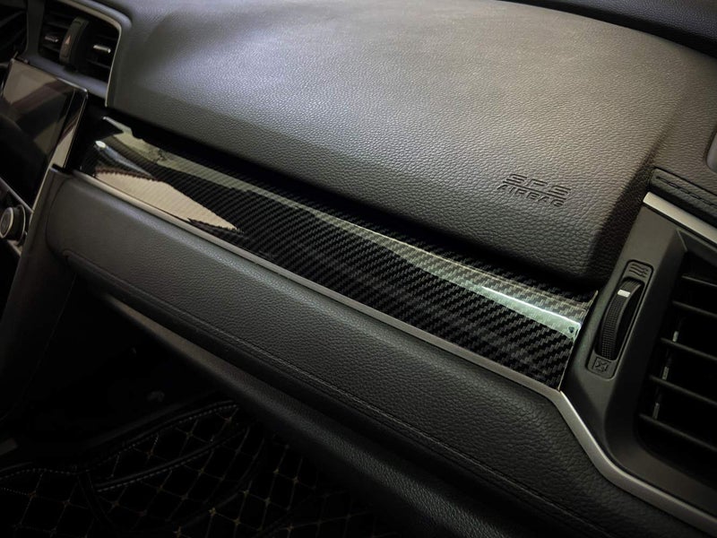 GZXinWei Carbon Fiber Grain Interior Center Control Dashboard Stripe Cover Trim Panel for Honda 10th Gen Civic 2016 2017 2018 2019 2020 2021 - Image 2