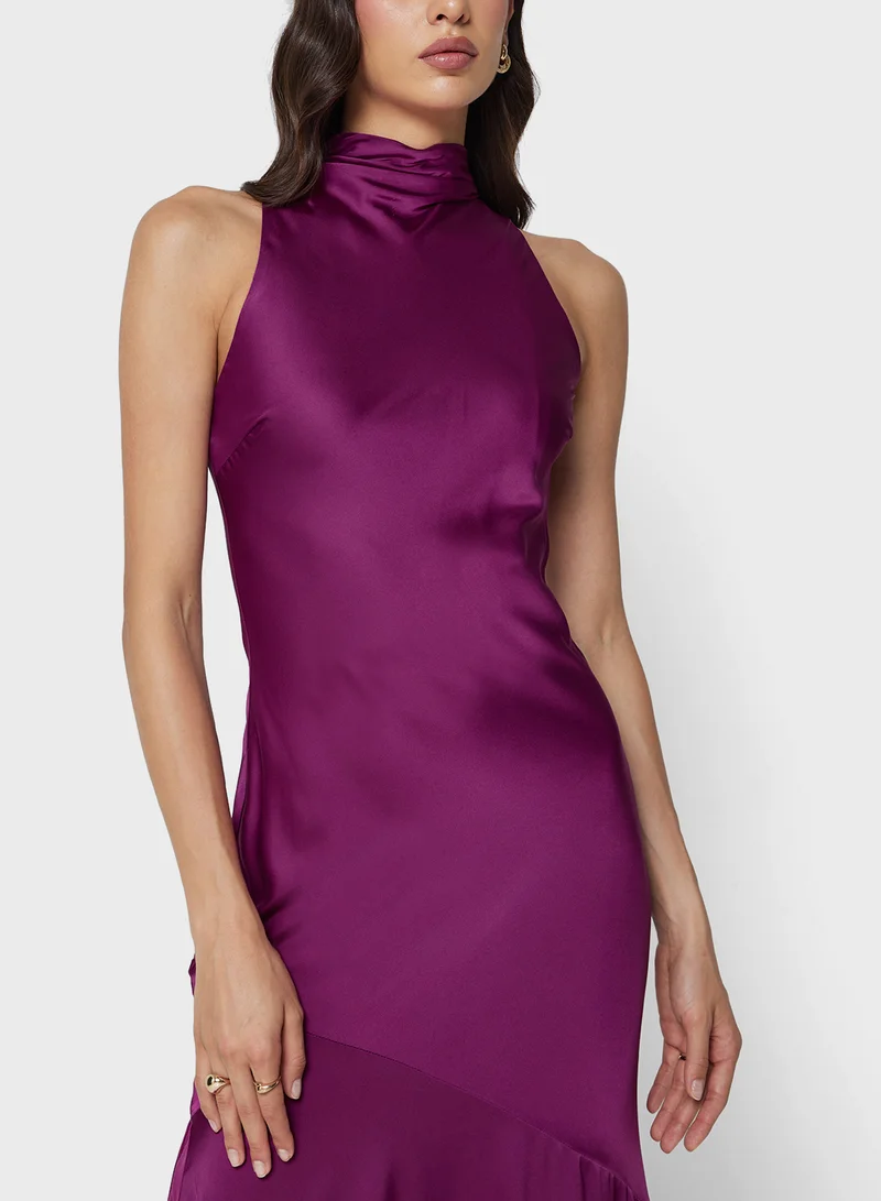 TFNC Side Slit Maxi Dress with Back Bow
