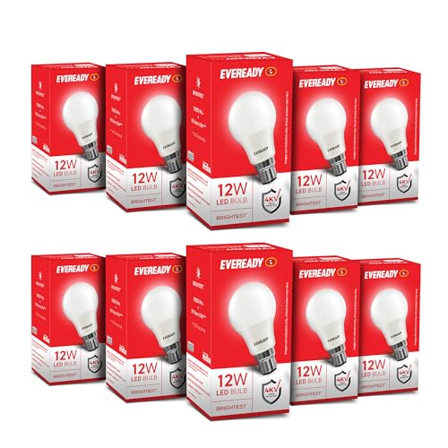 Eveready 12W LED Bulb, Cool White Day Light (6500K), B22 Base, Energy-Efficient, 4kV Surge Protection, Long-Lasting Durability, Pack of 10 - Image 1