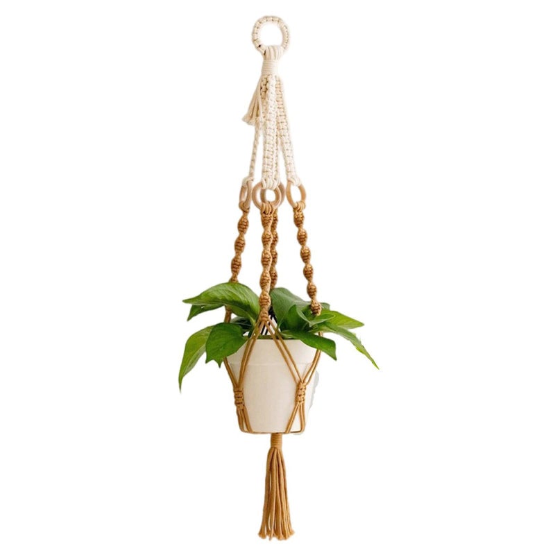 KASTWAVE Hanging Planter For Indoor Plants Colorful Macrame Plant Hanger With Tassel Handmade Wall Hanging Pot For Flower Boho Wall Decor For Outdoor Indoor Balcony Living Room Bedroom Office - Image 1