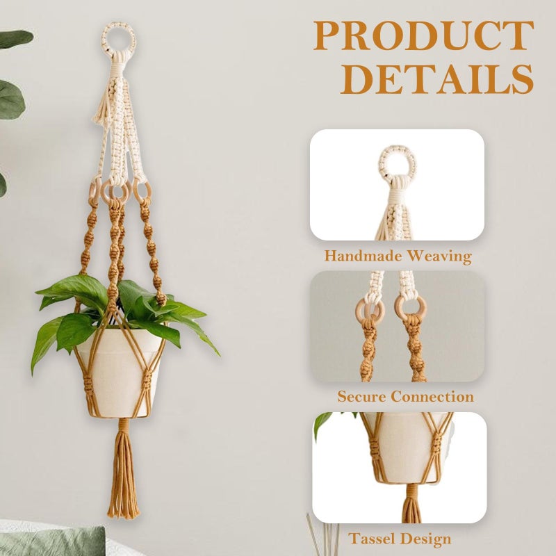 KASTWAVE Hanging Planter For Indoor Plants Colorful Macrame Plant Hanger With Tassel Handmade Wall Hanging Pot For Flower Boho Wall Decor For Outdoor Indoor Balcony Living Room Bedroom Office - Image 5