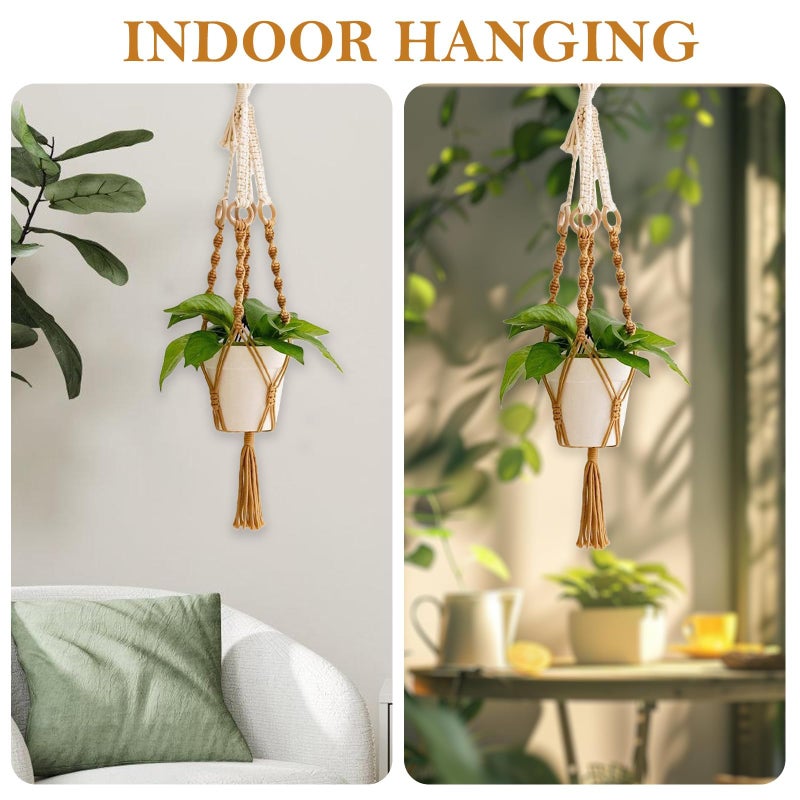 KASTWAVE Hanging Planter For Indoor Plants Colorful Macrame Plant Hanger With Tassel Handmade Wall Hanging Pot For Flower Boho Wall Decor For Outdoor Indoor Balcony Living Room Bedroom Office - Image 2
