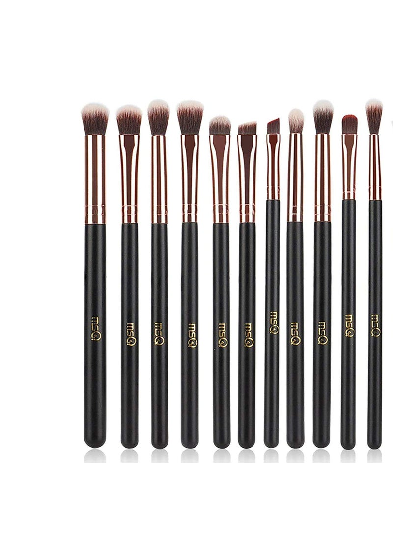 MSQ MSQ Eye Makeup Brushes 12pcs Rose Gold Eyeshadow Makeup Brushes Set with Soft Synthetic Hairs & Real Wood Handle for Eyeshadow, Eyebrow, Eyeliner, Blending(without bag)  - Image 1