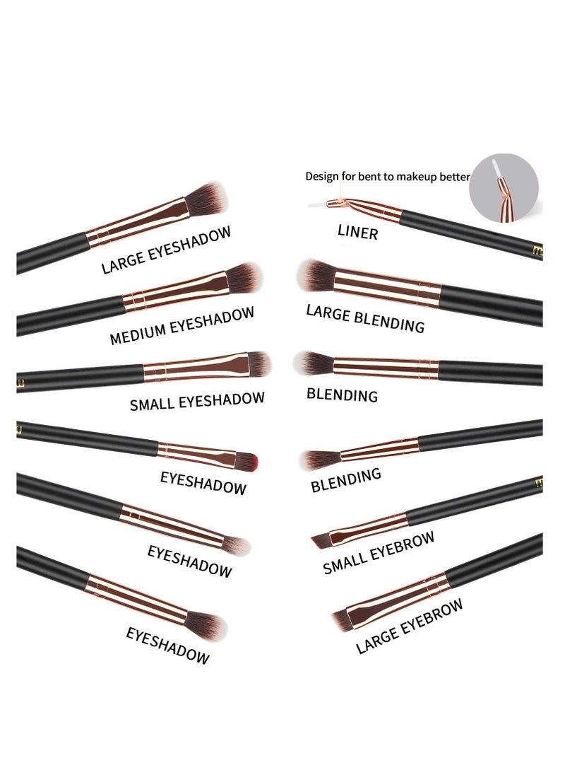MSQ MSQ Eye Makeup Brushes 12pcs Rose Gold Eyeshadow Makeup Brushes Set with Soft Synthetic Hairs & Real Wood Handle for Eyeshadow, Eyebrow, Eyeliner, Blending(without bag)  - Image 2
