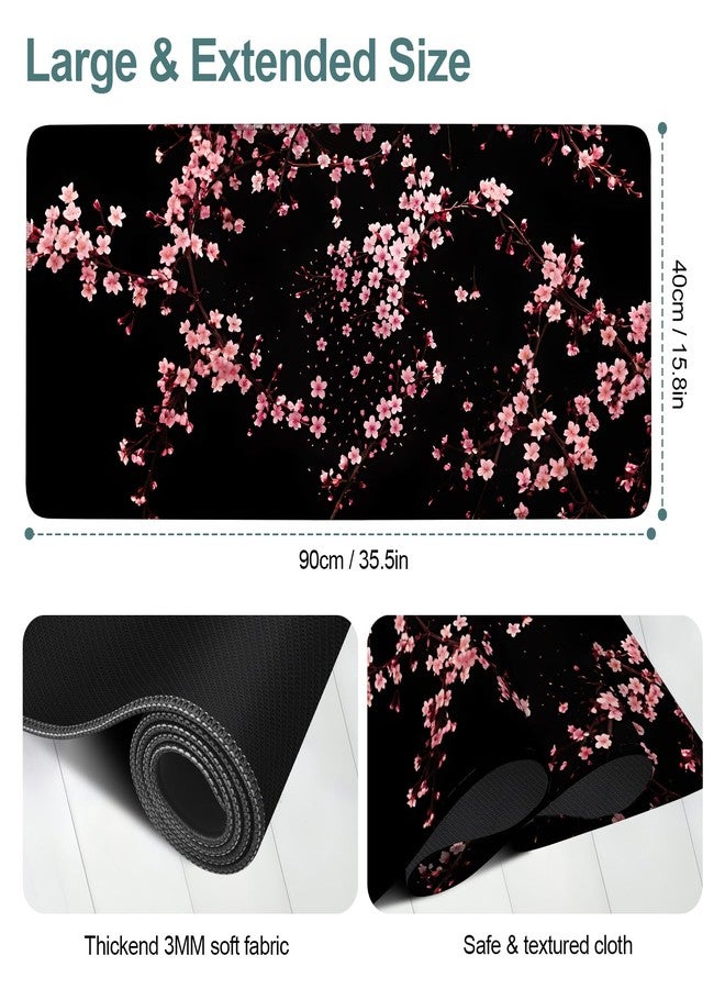 ANNA QUEEN Cherry Blossom Extended Gaming Mouse Pad 35.4 x 15.7 Inch - Japanese-Inspired Desk Mat for Gaming, Office, and Study with Non-Slip Rubber Base - Image 2