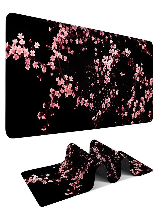 ANNA QUEEN Cherry Blossom Extended Gaming Mouse Pad 35.4 x 15.7 Inch - Japanese-Inspired Desk Mat for Gaming, Office, and Study with Non-Slip Rubber Base - Image 1