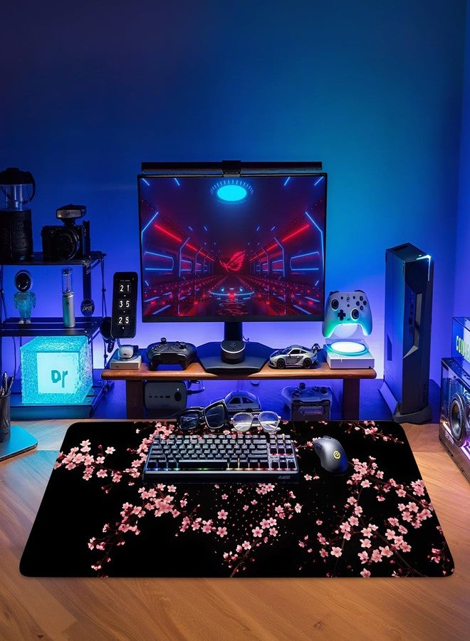 ANNA QUEEN Cherry Blossom Extended Gaming Mouse Pad 35.4 x 15.7 Inch - Japanese-Inspired Desk Mat for Gaming, Office, and Study with Non-Slip Rubber Base - Image 3
