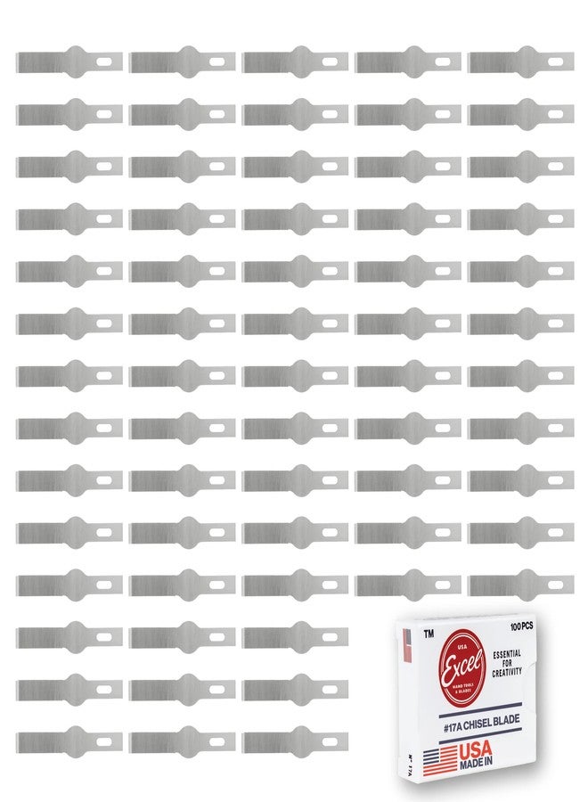 Excel Blades #17A Narrow Chisel Blades (100-Pack) - High Carbon Steel Replacement Blades for Hobby Knives - Perfect for Trimming Wood, Plastic, Paper, Leather and DIY with Dispenser, Made in USA - Image 1