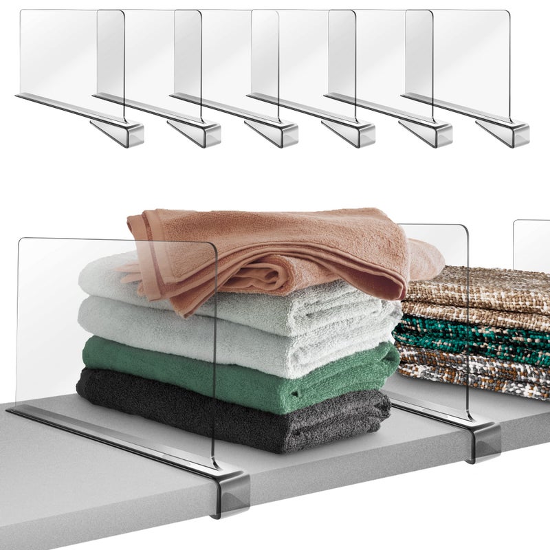 Hekmaden Hekmaden 6 Pack Acrylic Shelf Dividers for Closet Organization Clear Shelf Divider Fits Shelves of 041 InchPurse Organizer for Closet Shelf Organizer Closet Organizers and Storage 