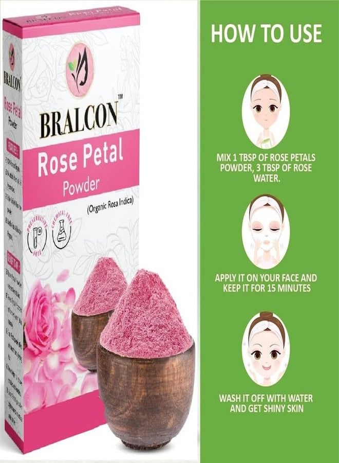BRALCON Rose Petal Powder |Facial & Skin Care | Natural Rose Powder for Tanning & Glowing Skin| Skin Whitening Face Pack | Pack of 1 | 100gm - Image 5