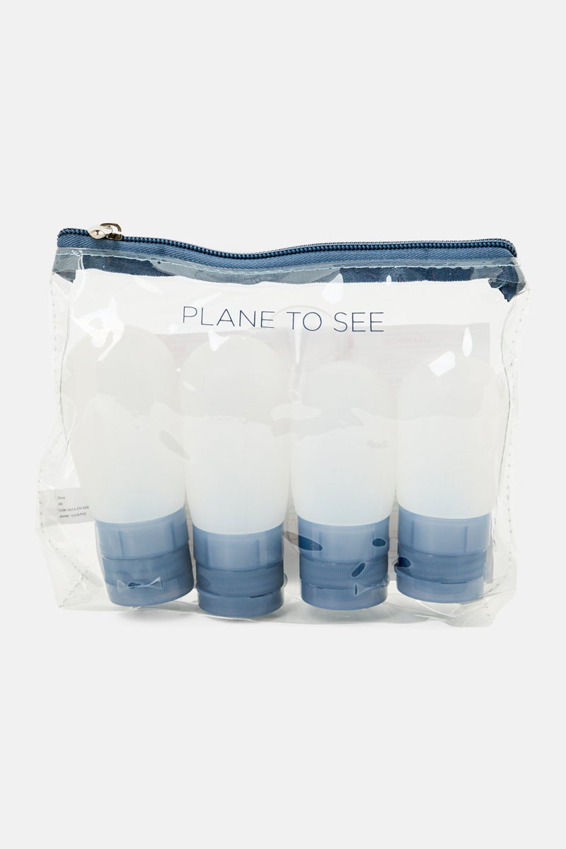 Miamica 4 Pieces Silicon Travel Bottle Set, Slate Blue - Image 1