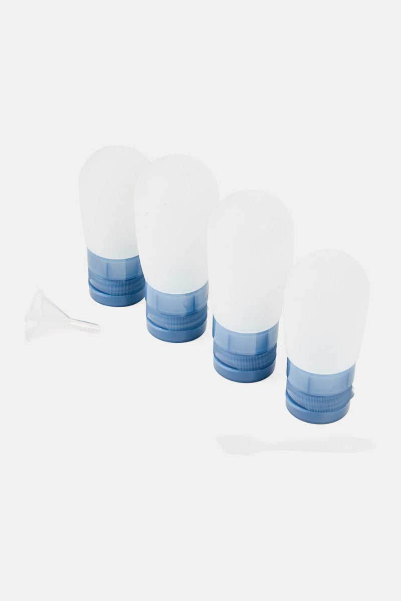Miamica 4 Pieces Silicon Travel Bottle Set, Slate Blue - Image 3