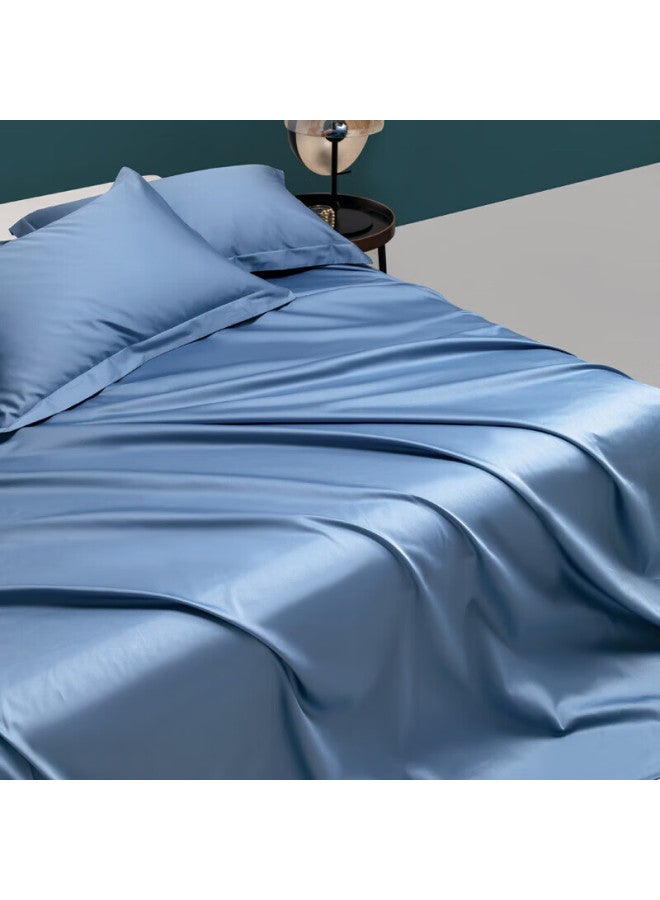 La Torretta Single Bed Sheet, Class A, 100-count Long-staple Cotton, Solid Color Bed Cover, Whale Blue, 245*250cm - Image 2