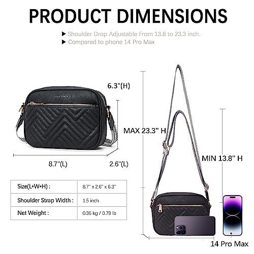 BOSTANTEN Quilted Crossbody Bags for Women Vegan Leather Purses Small Shoulder Handbags with Wide Strap Black - Image 3