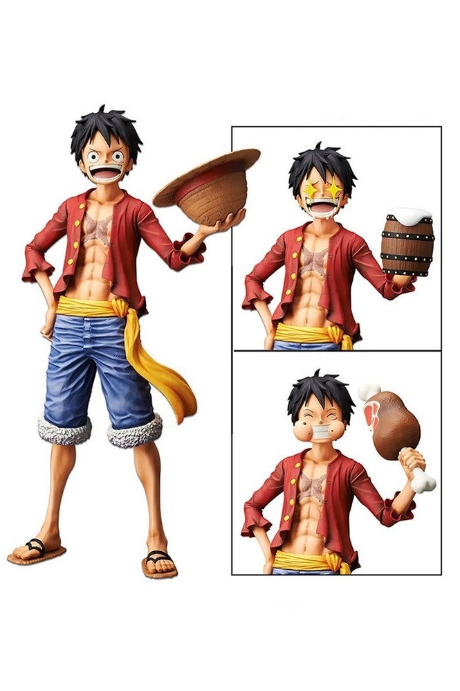 Buildable Luffy Figure With 3 Interchangeable Faces Anime Model (Smiley, Chicken Leg Meat ,Star Eyes)，Desktop Decor ，Gift For Boys Girls Kids Birthday 28 CM - Image 4