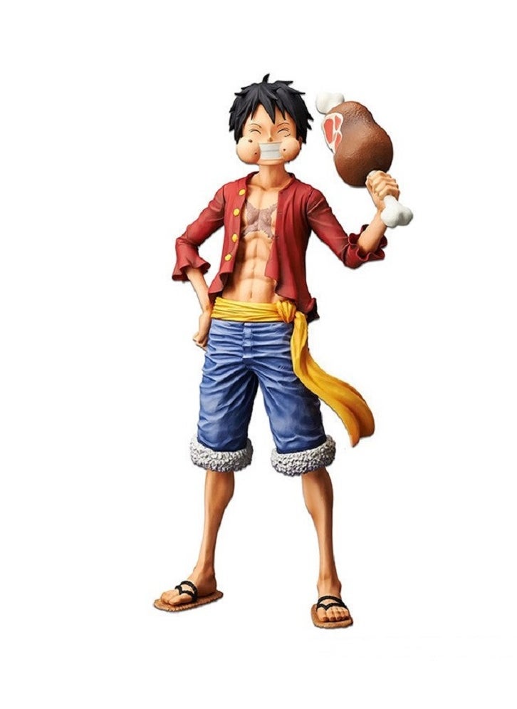 HALAMODO - One Piece Group Vertical Luffy Smiley Chicken Leg Meat Star Eyes Three Forms Can Replace The Face Hand Model Doll Decoration - Image 1