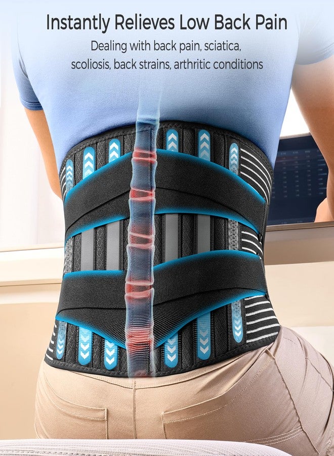 FREETOO Back Braces for Lower Back Pain Relief with 6 Stays, Breathable Back Support Belt for Men/Women for work , Anti-skid lumbar support belt with 16-hole Mesh for sciatica(L) - Image 3