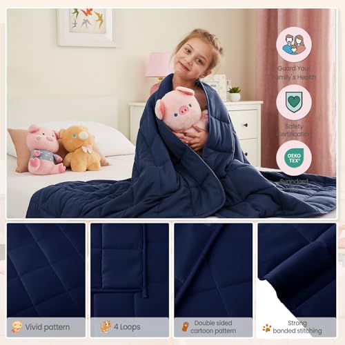 HOSUKKO Weighted Blanket - 5 lbs Navy Blue Heavy Blanket - Small Size Breathable Lap Blanket(36"x48", 5 lbs) - Image 4