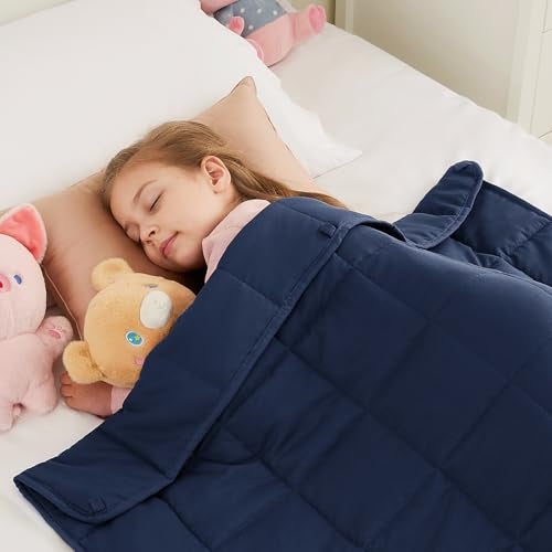 HOSUKKO Weighted Blanket - 5 lbs Navy Blue Heavy Blanket - Small Size Breathable Lap Blanket(36"x48", 5 lbs) - Image 1