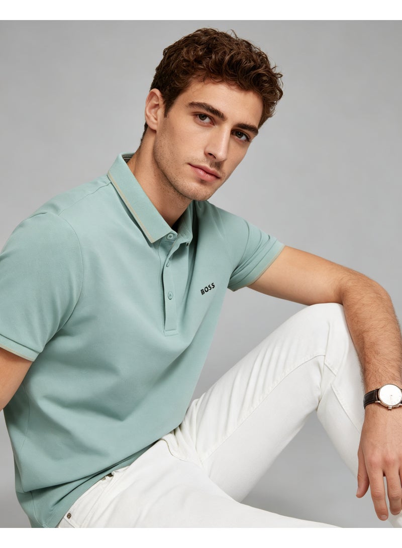 BOSS Men Short Sleeve Polo Shirt Lightweight Daily Casual Summer Top Mint Green - Image 5