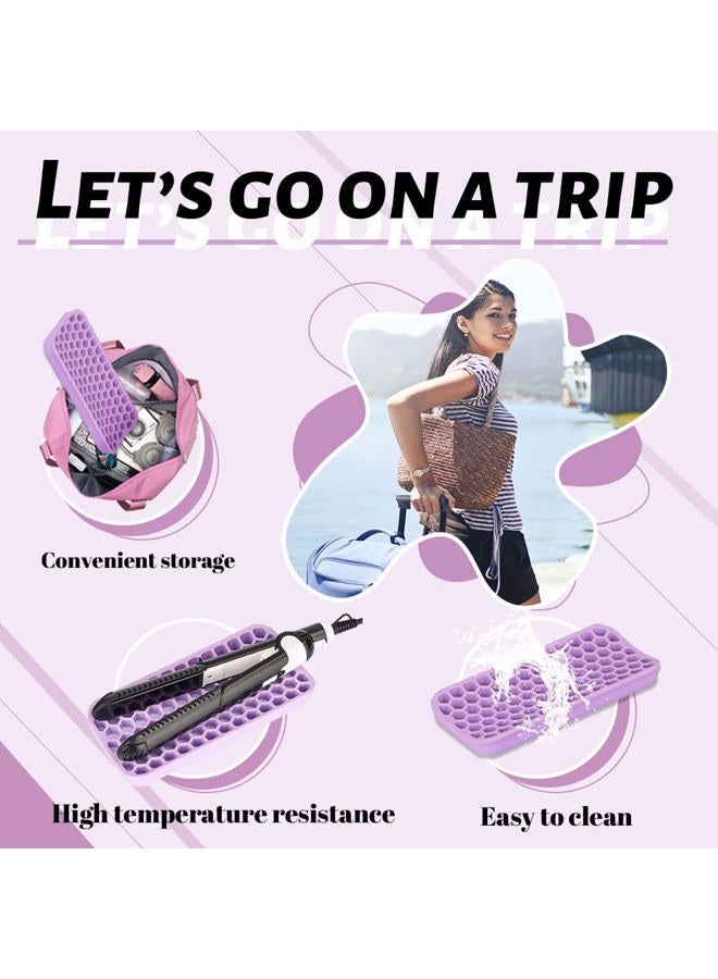 BangBoom Small Silicone Pad for Curling Iron, Thicker Heat Resistant Silicone Mat for Hair Tools, Portable Hair Styling Tool Rest Holder for Straightener, Hair Dryer, Flat Iron (Purple) - Image 4