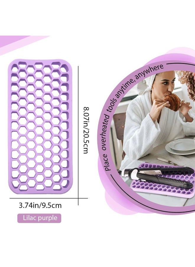BangBoom Small Silicone Pad for Curling Iron, Thicker Heat Resistant Silicone Mat for Hair Tools, Portable Hair Styling Tool Rest Holder for Straightener, Hair Dryer, Flat Iron (Purple) - Image 2