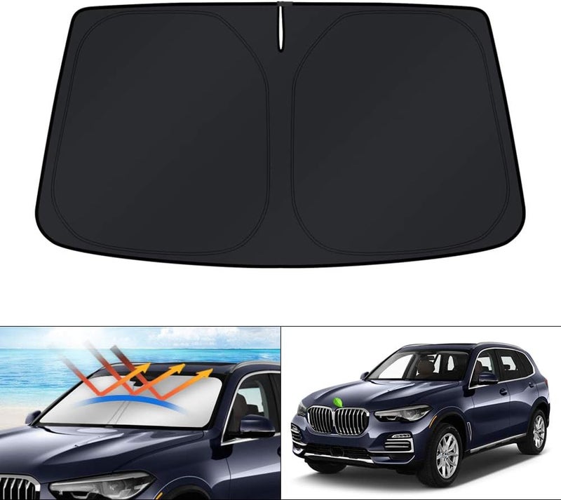 KUST Windshield Sun Shade for 2019-2023 BMW X5 - UV Ray Blocking Foldable Sun Visor Protector - Image 1