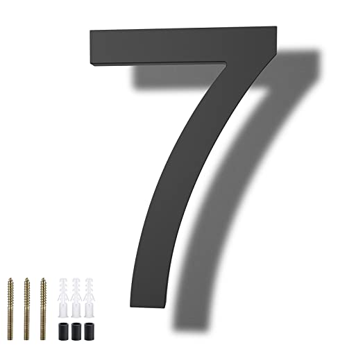 DEWEL 8 inch Floating Large House Numbers for Outside, Black Modern House Address Numbers Decor for 911 Visibility Signage with Nail Kits (House Number 7) - Image 1