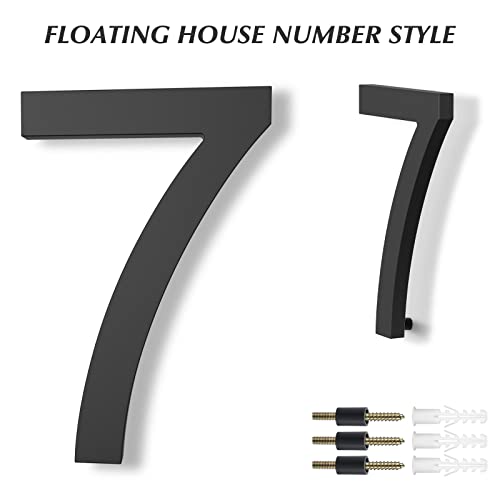 DEWEL 8 inch Floating Large House Numbers for Outside, Black Modern House Address Numbers Decor for 911 Visibility Signage with Nail Kits (House Number 7) - Image 3