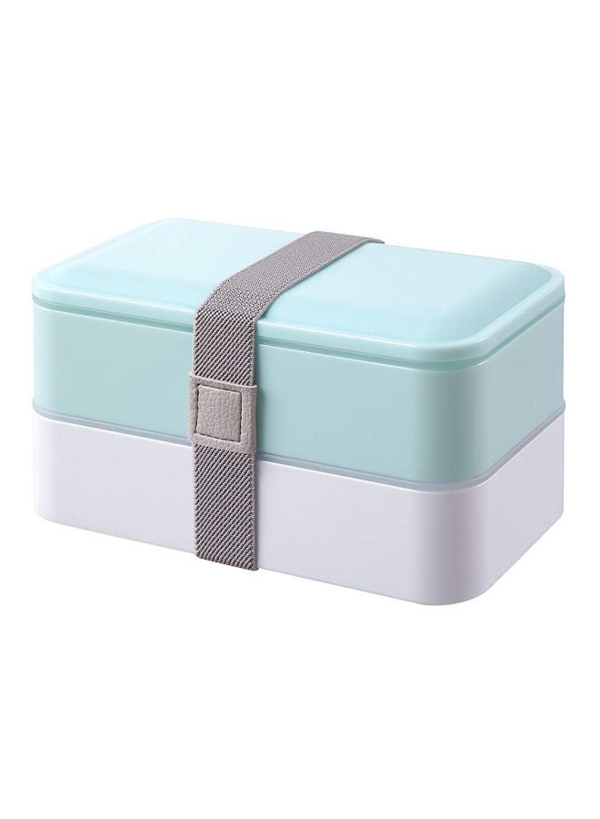 2-Tier Lunch Box Blue/White 7.3x4.1x3. 9inch - Image 1