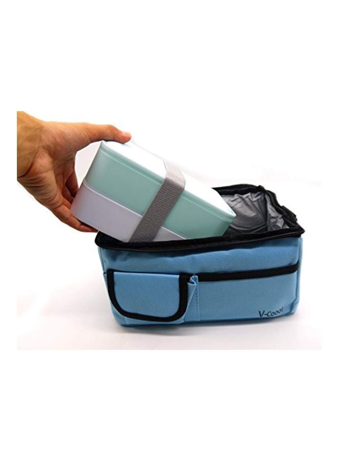 2-Tier Lunch Box Blue/White 7.3x4.1x3. 9inch - Image 3